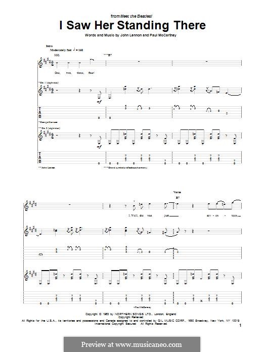 I Saw Her Standing There (The Beatles): For guitar with tab by John Lennon, Paul McCartney