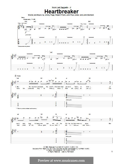 Heartbreaker (Led Zeppelin): For guitar with tab by John Paul Jones, Jimmy Page, John Bonham, Robert Plant