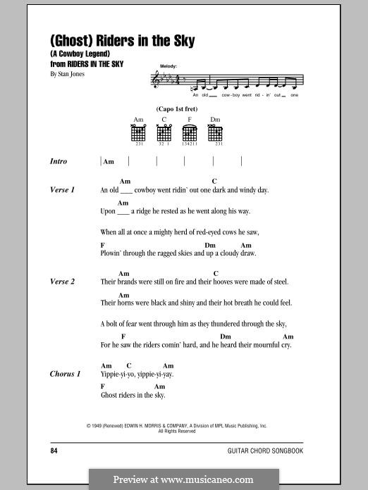 (Ghost) Riders in the Sky (A Cowboy Legend): Lyrics and chords by Stan Jones