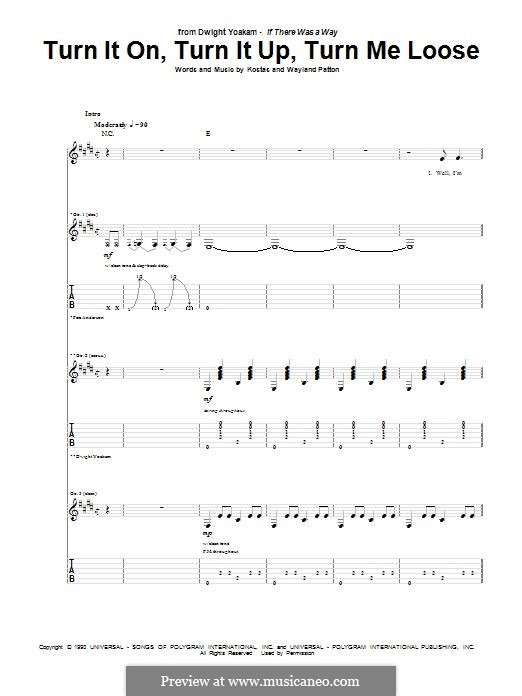 Turn It On, Turn It Up, Turn Me Loose (Dwight Yoakam): For guitar with tab by  Kostas, Wayland Patton