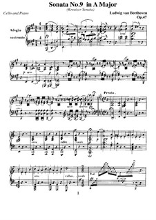 Sonata for Violin and Piano No.9 'Kreutzer', Op.47: Version for cello and piano – piano part by Ludwig van Beethoven