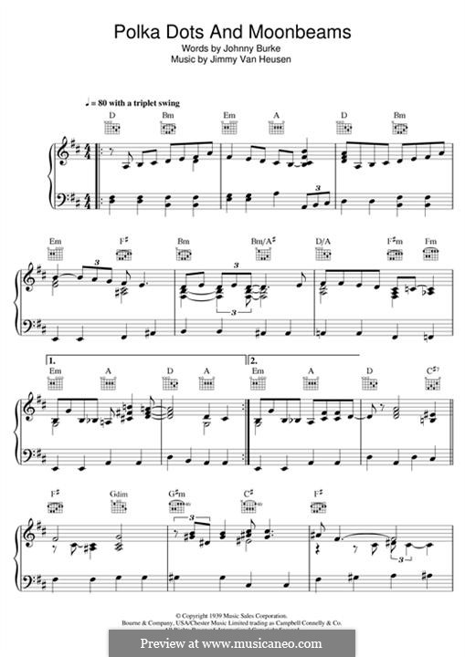 Polka Dots And Moonbeams By J V Heusen Sheet Music On Musicaneo