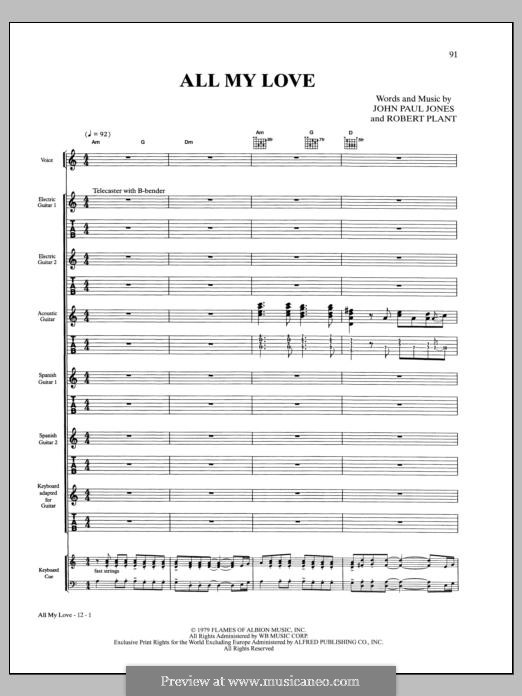 All My Love (Led Zeppelin): For guitar with tab by John Paul Jones, Robert Plant