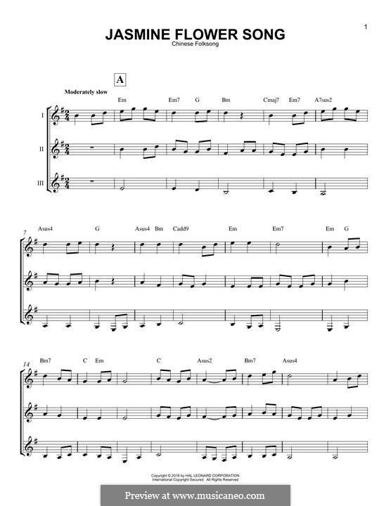 Jasmine Flower Song by folklore sheet music on MusicaNeo