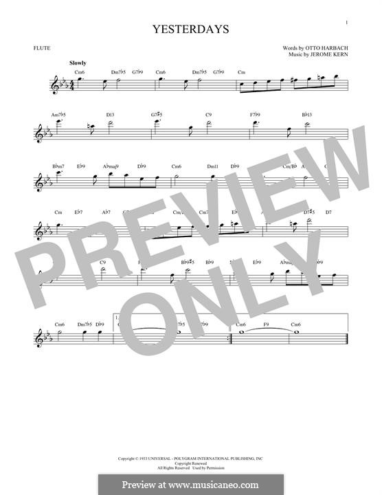 Yesterdays (from Roberta): For flute by Jerome Kern
