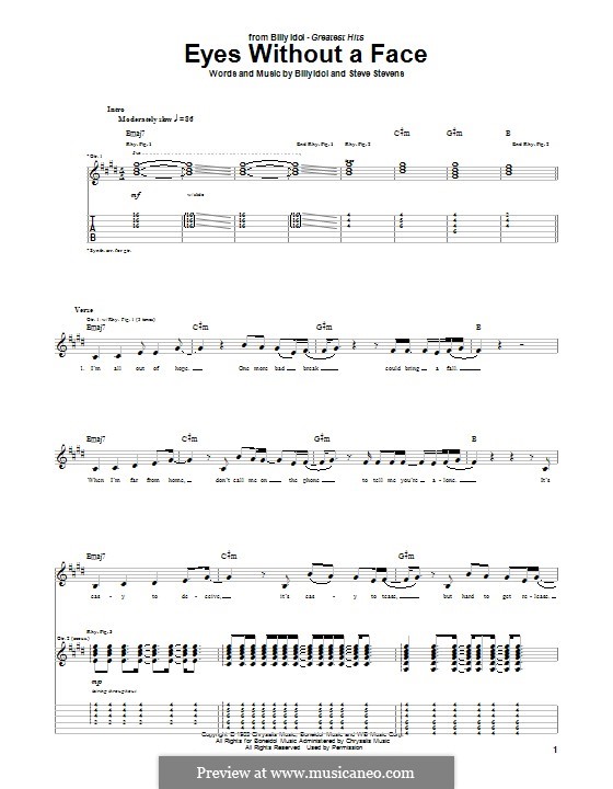 Eyes without a Face: For guitar with tab by Steve Stevens