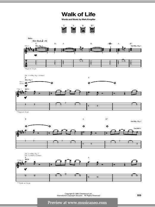 Walk of Life (Dire Straits): For guitar with tab by Mark Knopfler