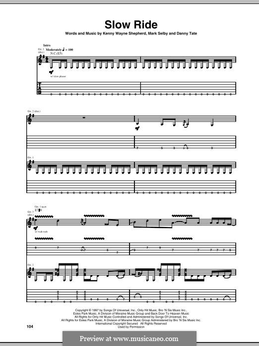Slow Ride: For guitar with tab by Mark Selby, Danny Tate, Kenny Wayne Shepherd