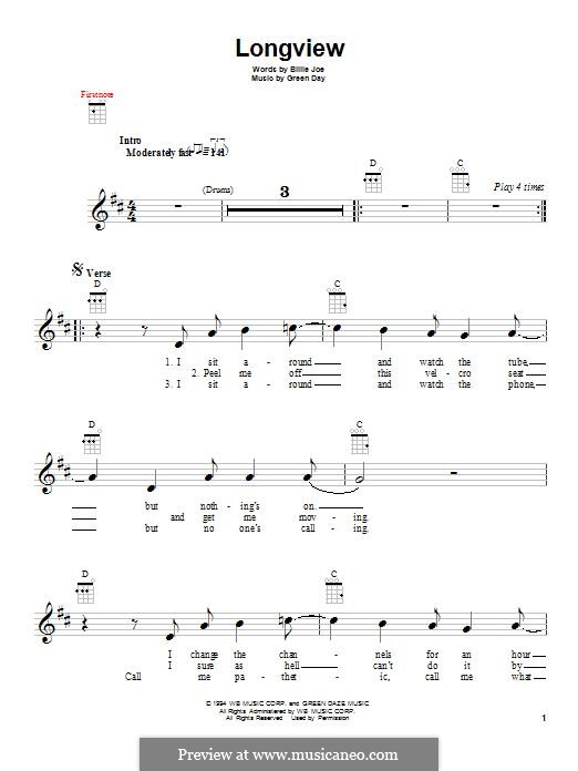 Longview (Green Day): For ukulele by Billie Joe Armstrong, Tré Cool, Michael Pritchard
