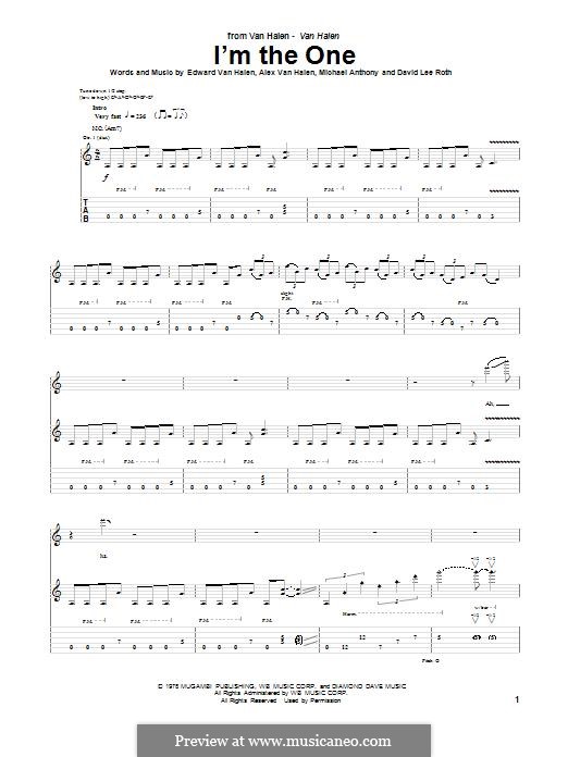 I'm the One (Van Halen): For guitar with tab by Alex Van Halen, David Lee Roth, Edward Van Halen, Michael Anthony