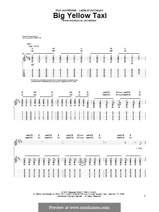 Big Yellow Taxi: For guitar with tab by Joni Mitchell