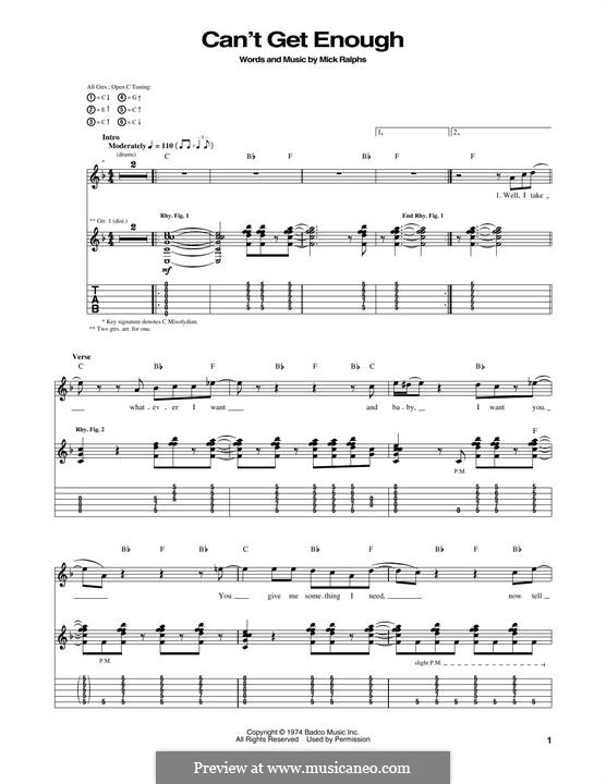 Can't Get Enough (Bad Company): For guitar with tab by Mick Ralphs