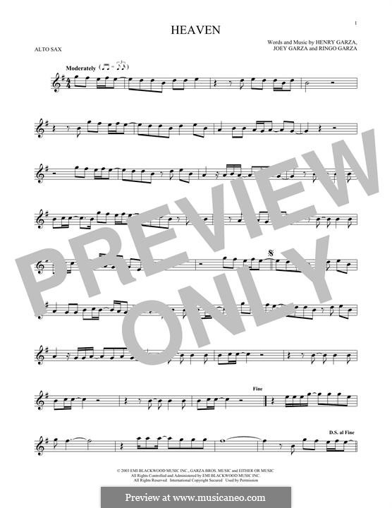 Heaven (Los Lonely Boys): For alto saxophone by Henry Garza, Joey Garza, Ringo Garza