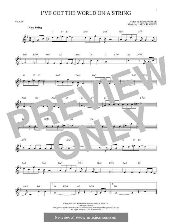 I've Got the World on a String: For violin by Harold Arlen