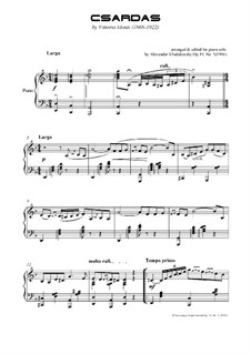Czardas: For piano, Op.19 No.5 by Vittorio Monti