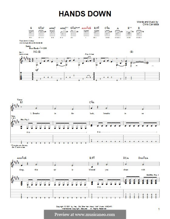 Hands Down (Dashboard Confessional): For guitar with tab by Chris Carrabba