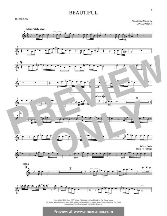 Beautifull (Christina Aguilera & Beverly McClellan): For tenor saxophone by Linda Perry