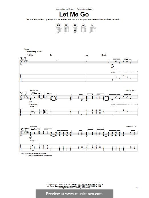 Let Me Go 3 Doors Down By B Arnold C Henderson M Roberts R