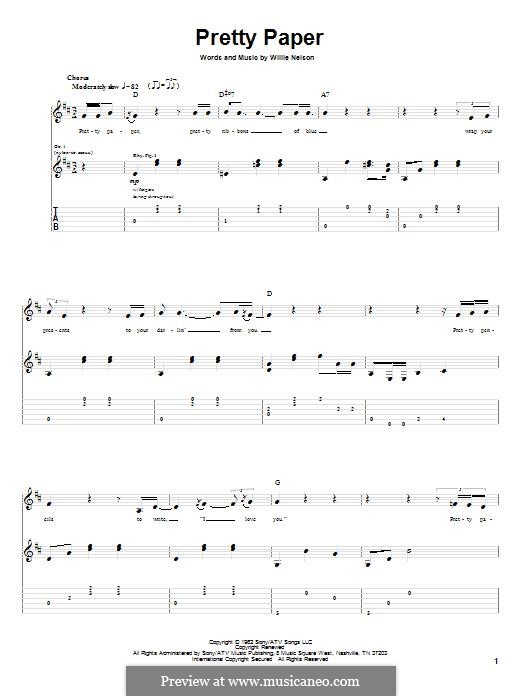 Pretty Paper: For guitar with tab by Willie Nelson