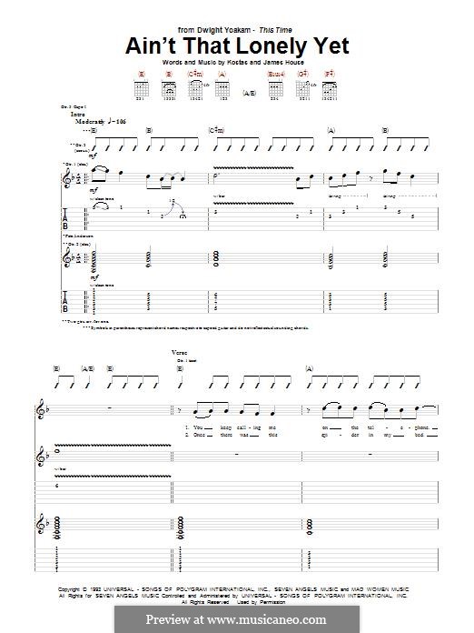 Ain't That Lonely Yet: For guitar with tab by Dwight Yoakam