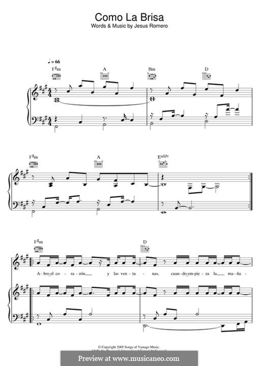 Como la Brisa: For voice and piano (or guitar) by Jesus Romero