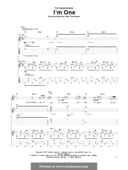 I'm One (The Who): For guitar with tab by Peter Townshend