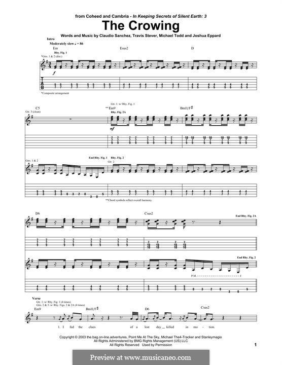 The Crowing (Coheed and Cambria): For guitar with tab by Claudio Sanchez, Joshua Eppard, Michael Todd, Travis Stever