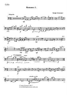 Romance 1 and 2 for cello and piano: Solo part by Sonja Grossner