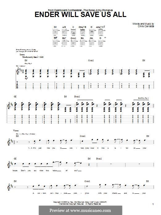 Ender Will Save Us All (Dashboard Confessional): For guitar with tab by Chris Carrabba