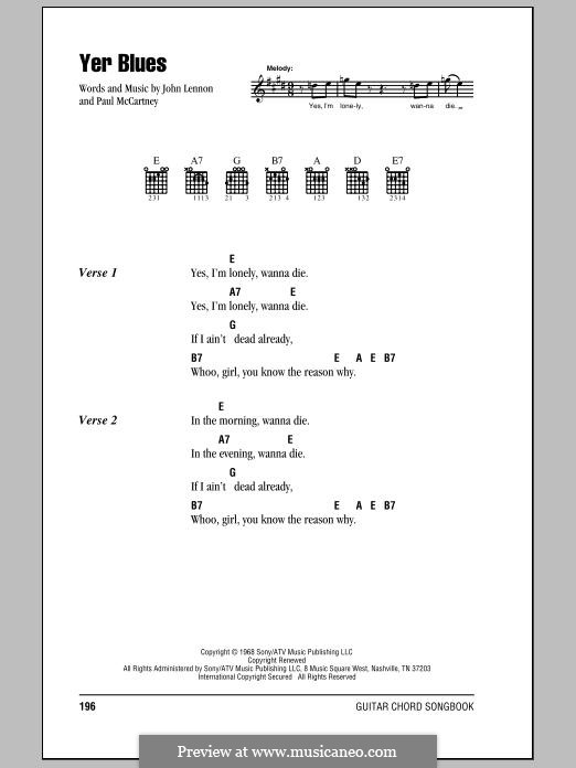 Yer Blues (The Beatles): Lyrics and chords by John Lennon, Paul McCartney