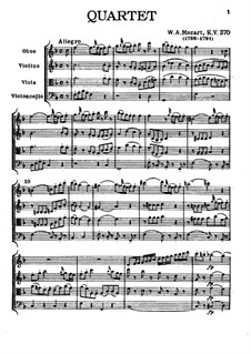 Quartet for Oboe and Strings in F Major, K.370: Full score by Wolfgang Amadeus Mozart