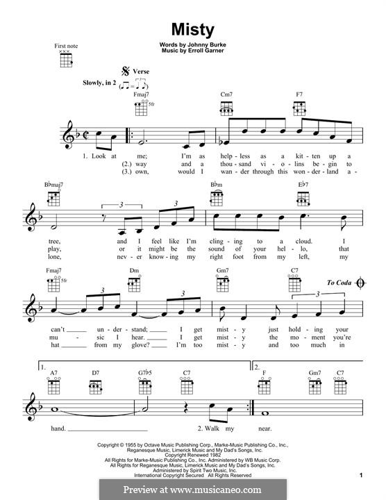 Misty (Johnny Mathis): For ukulele by Erroll Garner