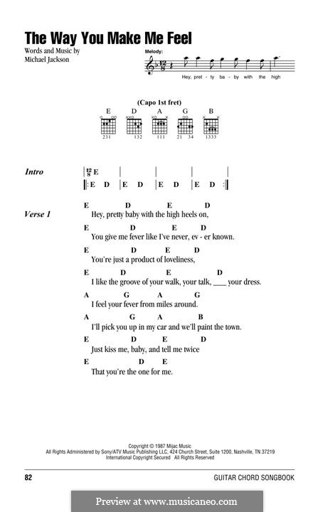 The Way You Make Me Feel: Lyrics and chords by Michael Jackson