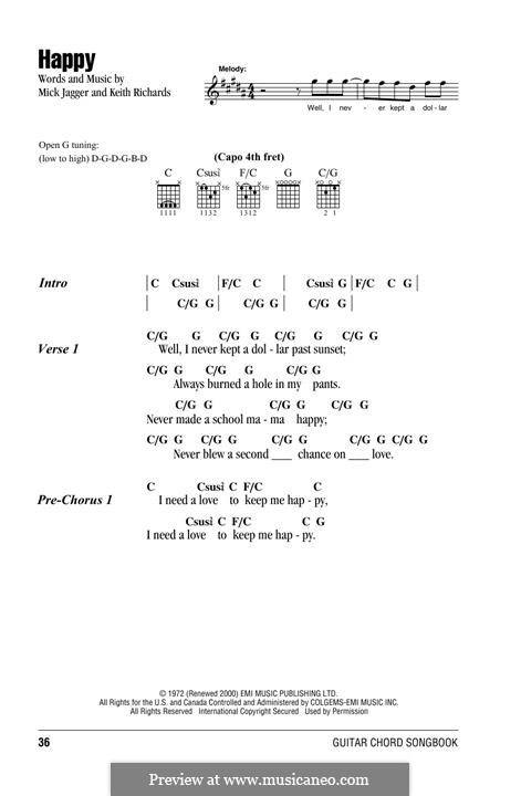 Happy (The Rolling Stones): Lyrics and chords by Keith Richards, Mick Jagger