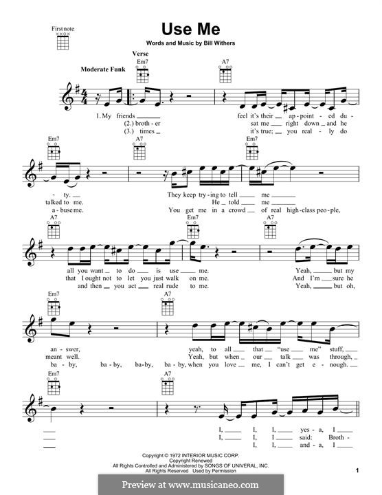 Use Me by B. Withers - sheet music on MusicaNeo
