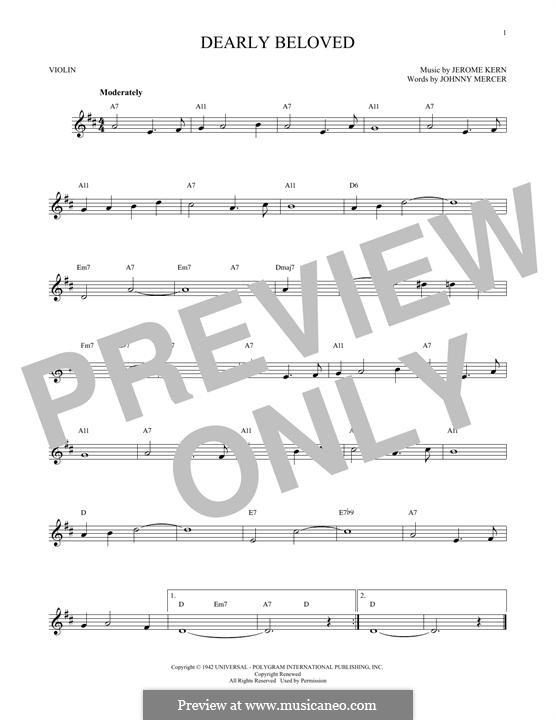 Dearly Beloved: For violin by Jerome Kern