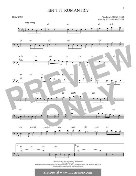 Isn't it Romantic?: For trombone by Richard Rodgers