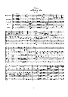 A Musical Joke, K.522: Full score by Wolfgang Amadeus Mozart