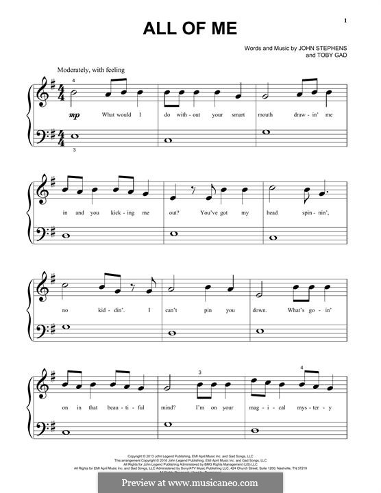 All of Me: For piano by John Stephens, Tobias Gad