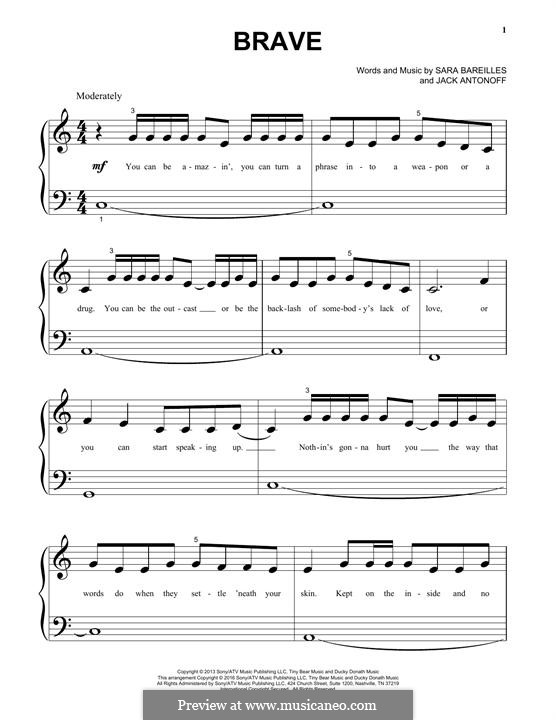 Brave by S. Bareilles, J. Antonoff - sheet music on MusicaNeo