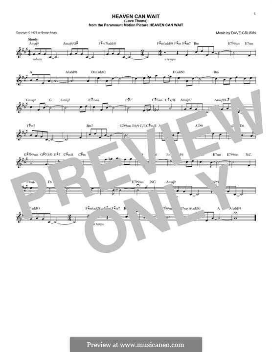 Heaven Can Wait (Love Theme): Lyrics and chords by Dave Grusin