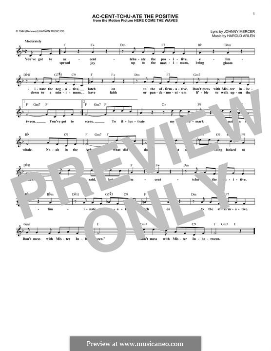 Ac-cent-tchu-ate the Positive: Lyrics and chords by Harold Arlen