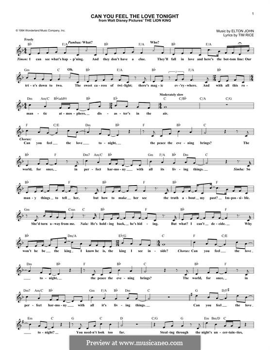 Can You Feel The Love Tonight From The Lion King By E John On