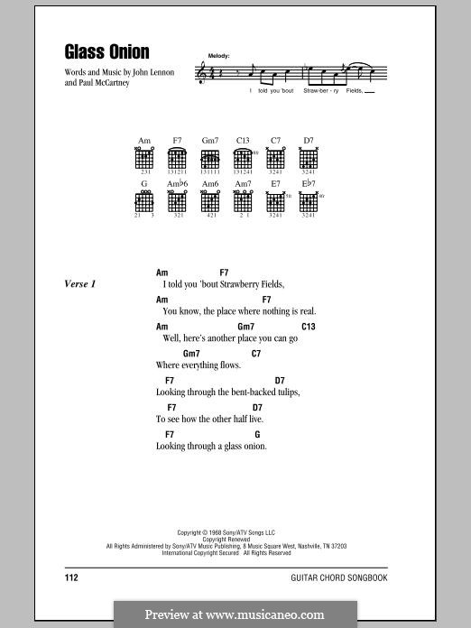 Glass Onion (The Beatles): Lyrics and chords by John Lennon, Paul McCartney