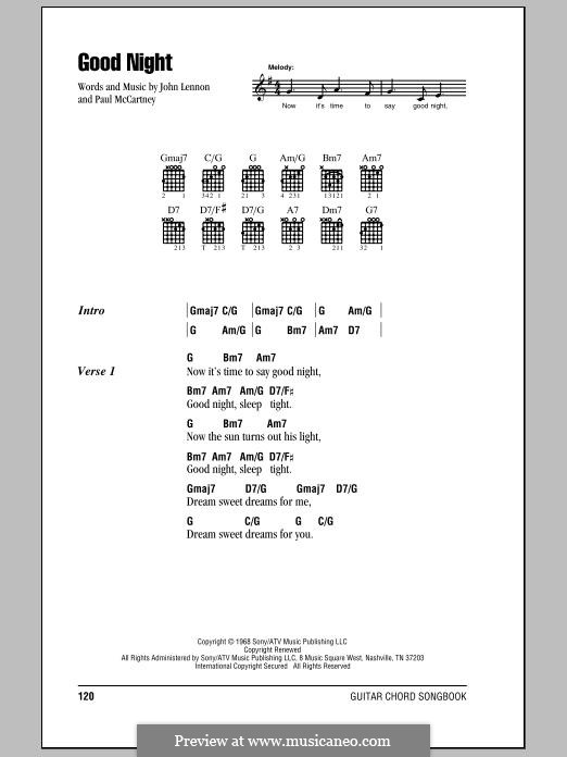 Good Night (The Beatles): Lyrics and chords by John Lennon, Paul McCartney