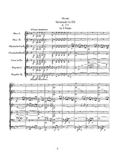 Serenade for Winds No.11 in E Flat Major, K.375: Full score by Wolfgang Amadeus Mozart