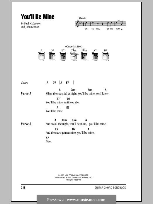 You'll Be Mine (The Beatles): Lyrics and chords by John Lennon, Paul McCartney