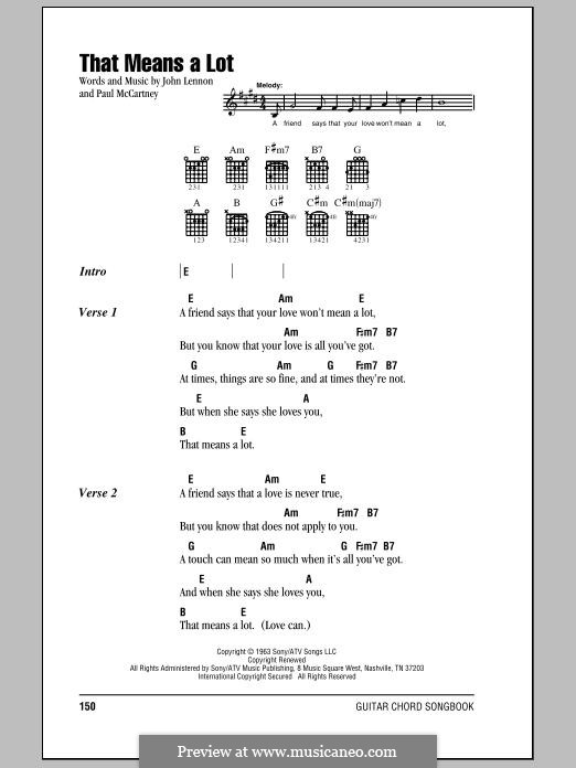 That Means a Lot (The Beatles): Lyrics and chords by John Lennon, Paul McCartney