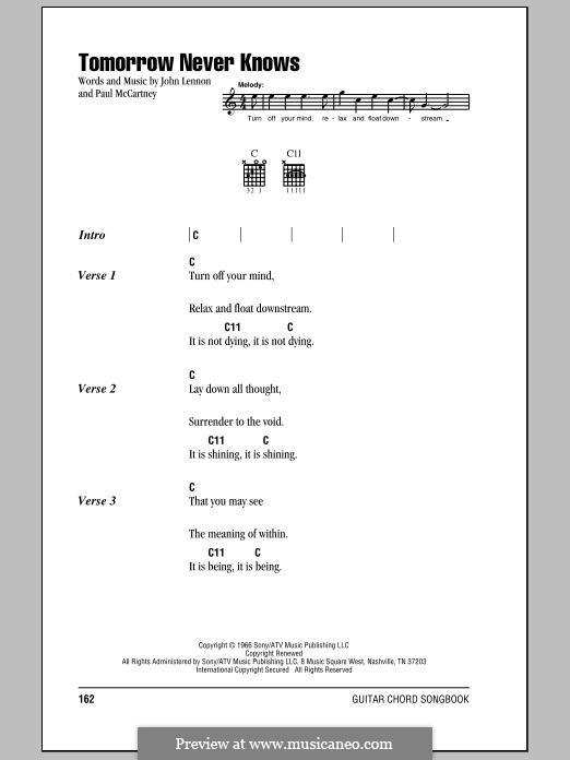 Tomorrow Never Knows (The Beatles): Lyrics and chords by John Lennon, Paul McCartney