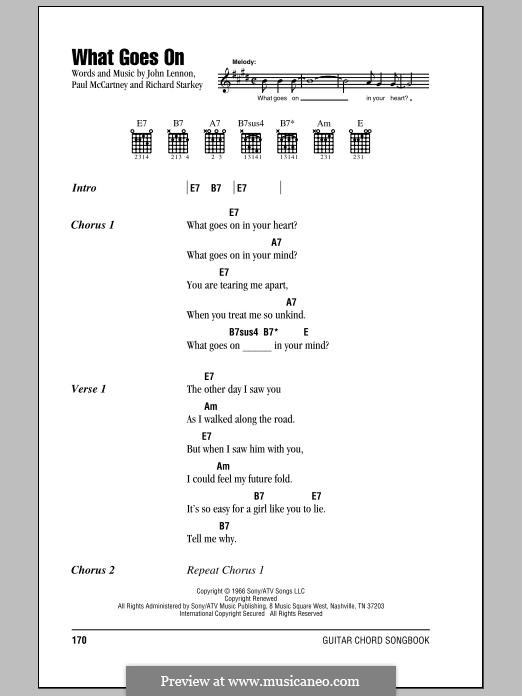 What Goes on? (The Beatles): Lyrics and chords by John Lennon, Paul McCartney, Ringo Starr